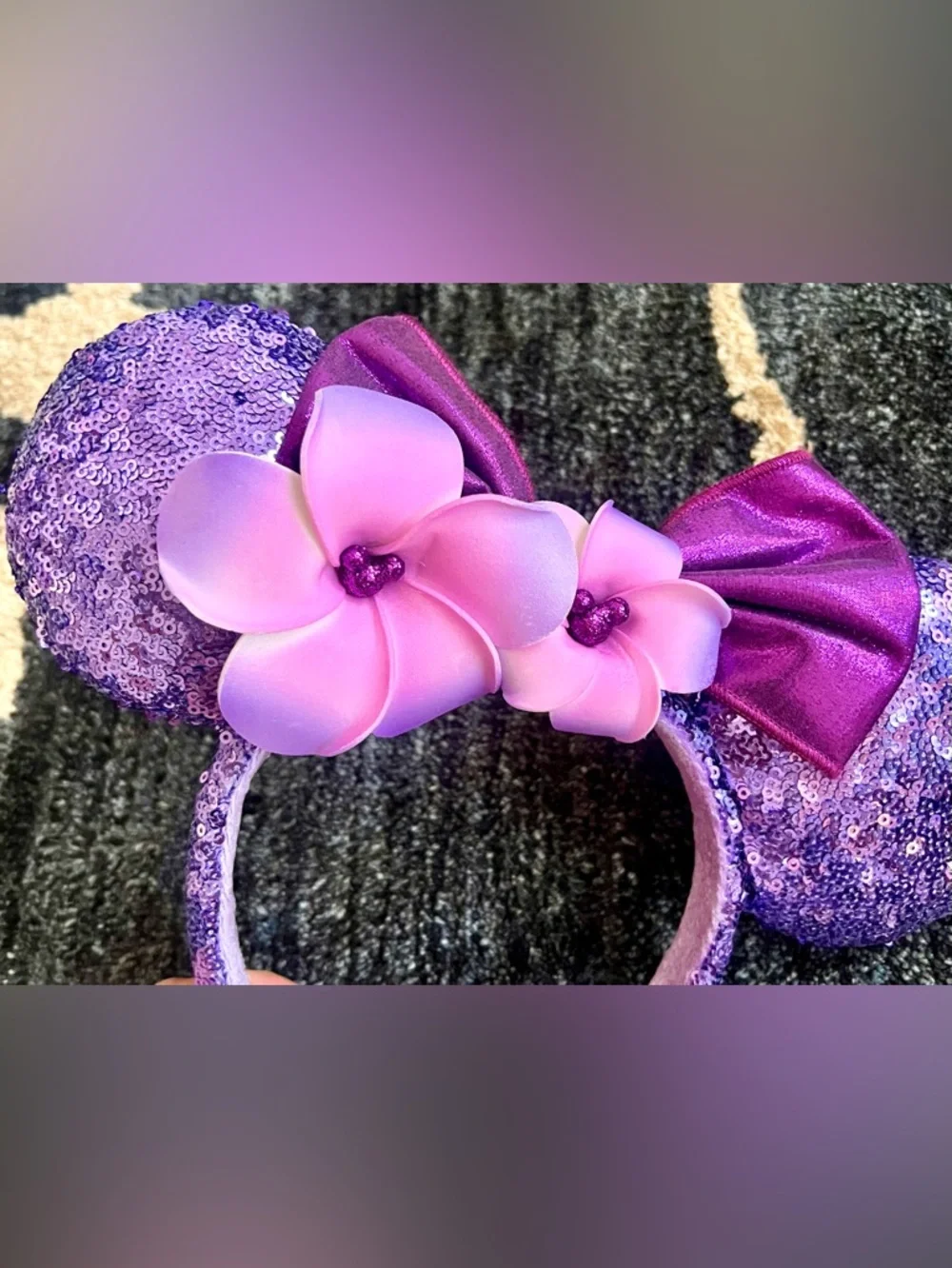 Disney Purple Plumeria Aulani Hawaii Resort Minnie Ears Disney Parks Headband - Picture 4 of 5